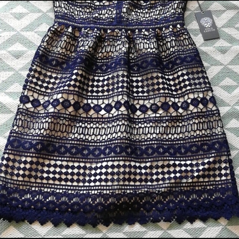NWT Vince Camuto Navy Lace Dress - Picture 5 of 8